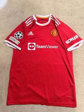 Adidas Manchester United 2021/2022 Home Jersey w/ Champ. League Patch (Size XL)(